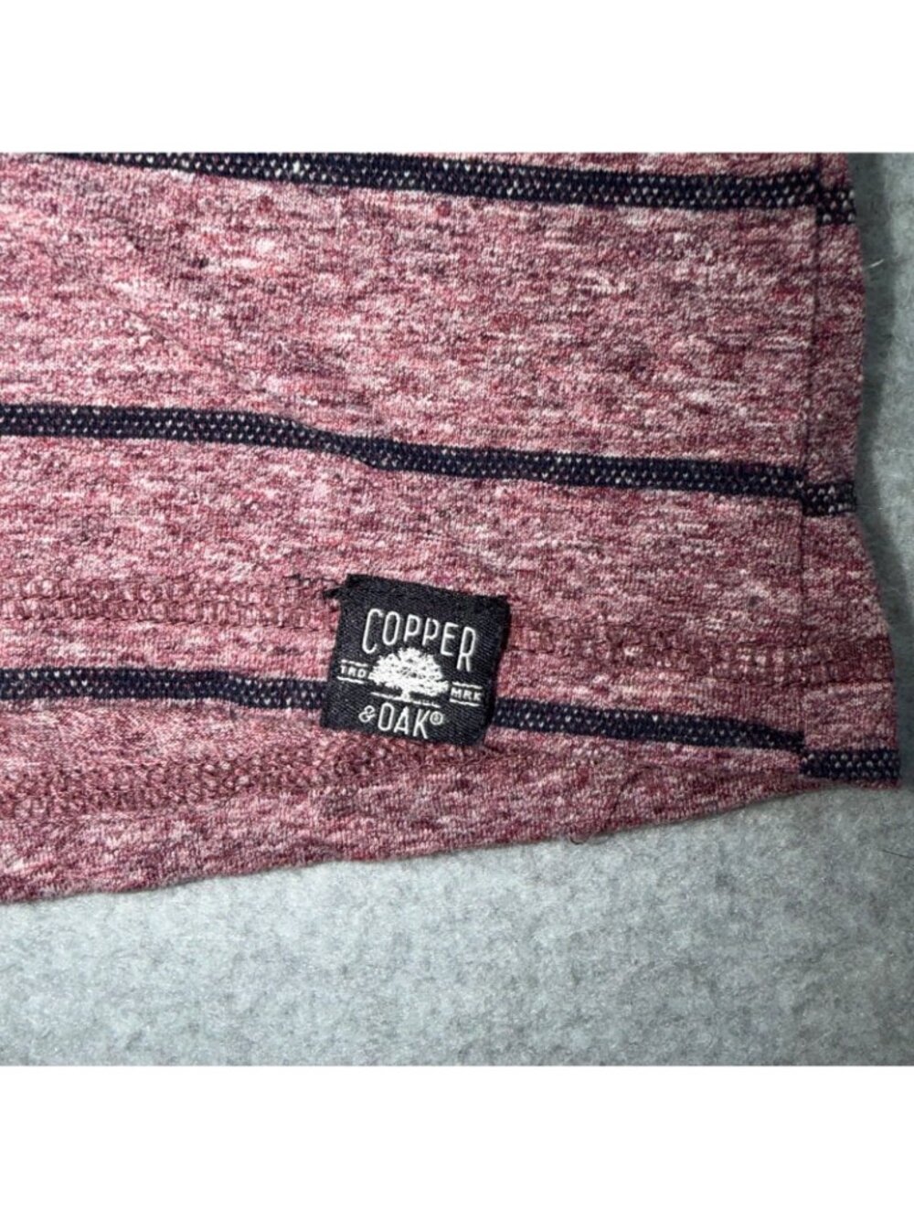 Copper & Oak Men's XXL Burgundy Striped Short Sleeve Henley Shirt - Picture 4 of 12